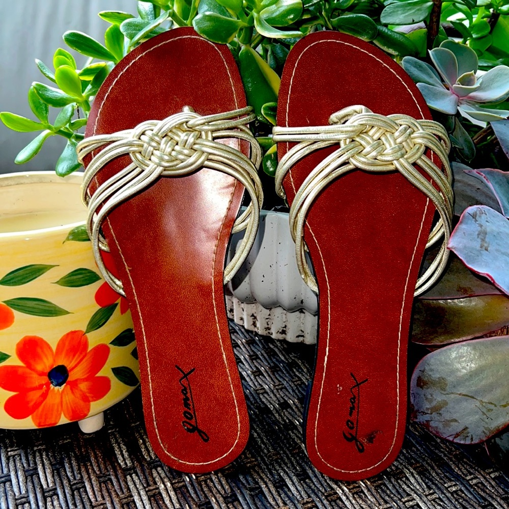 New gold roped sandals